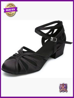 Closed Toe Dance Shoes 1.5" Low Cuban Heel Latin Salsa Swing Waltz Practice